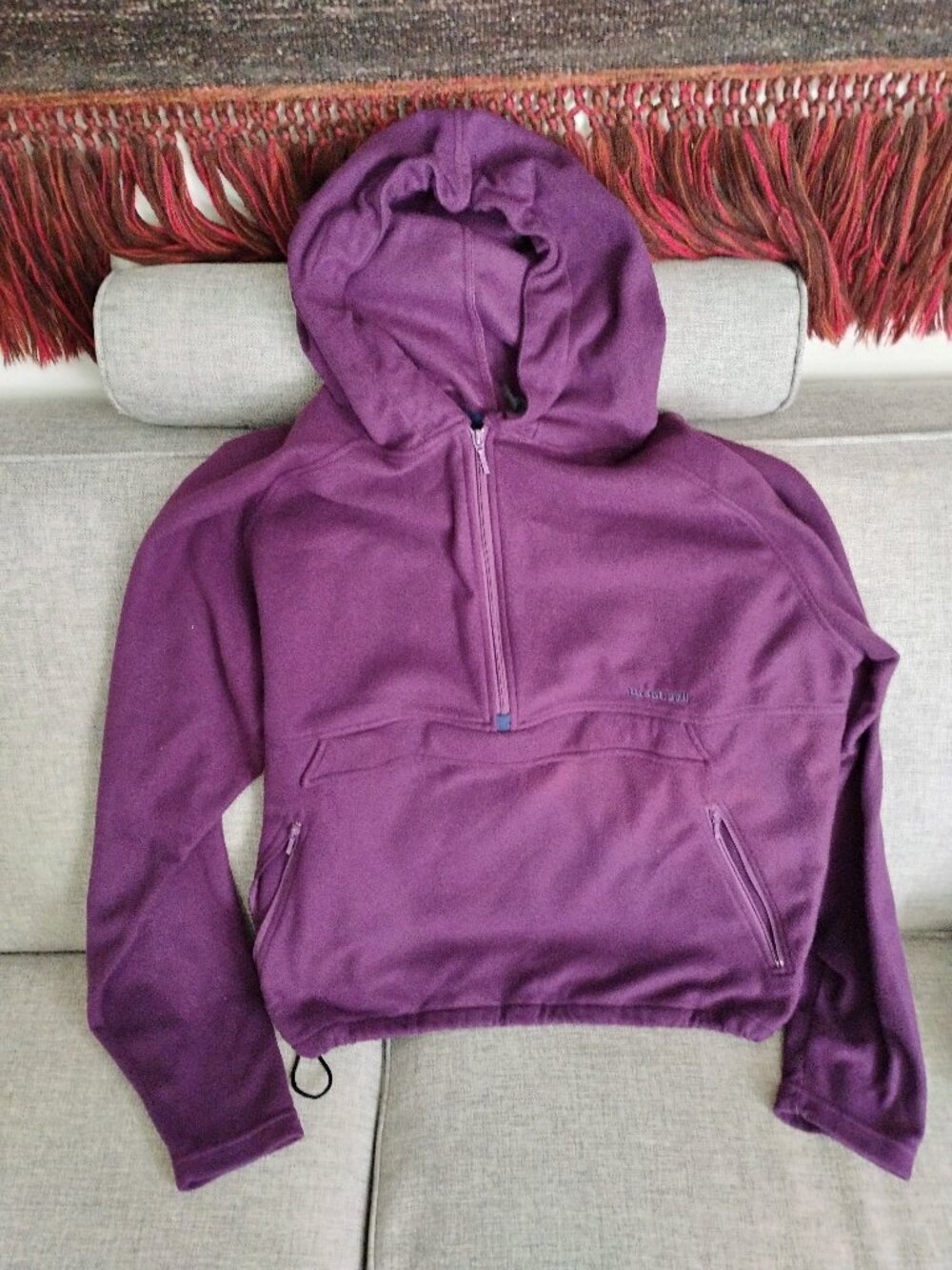 Montbell Mont-Bell Anorak Fleece Hoodie Purple Mens Large Vintage 90s (Made USA)